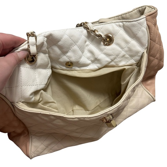 ALDO Quilted Chain Strap Tote Bag – Beige, White & Blush - Picture 6 of 7